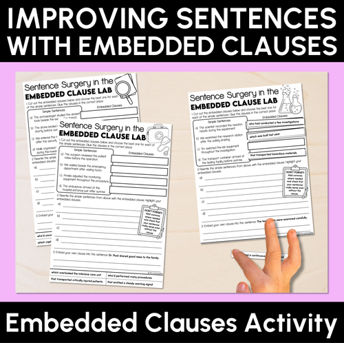 Resource preview 1 for Improving Sentences with Embedded Clauses Activity