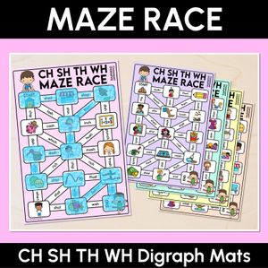 Consonant Digraph CH SH TH WH Words Maze Race - CH SH TH WH Words Mats