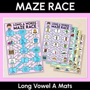 Long Vowel A Words Maze Race - Long Vowel A Words Mats