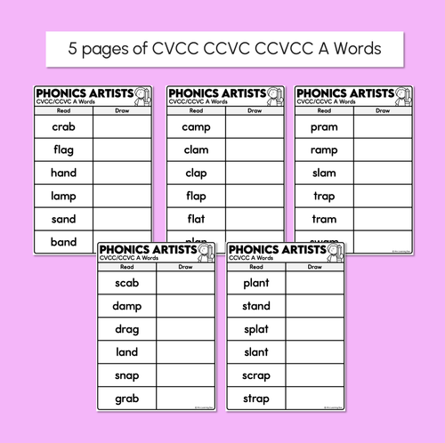 Resource preview 4 for Phonics Artists - CVC CVCC CCVC A Words - Decodable Words Activity