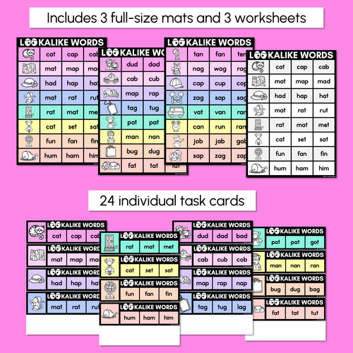 Resource preview 4 for LOOKALIKE WORDS with CVC Words - Short A CVC Words - Task Cards & Printables