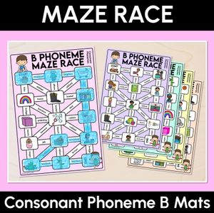 Consonant Phoneme B Words Maze Race - Consonant B Words Mats
