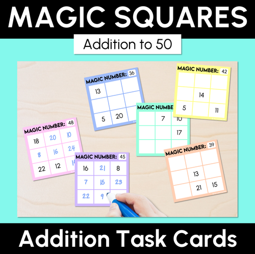 Resource preview 1 for Magic Squares - Addition to 50 - Task Cards