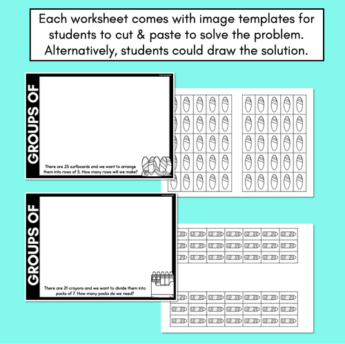 Resource preview 4 for Groups Of - Division Cut & Paste Worksheets