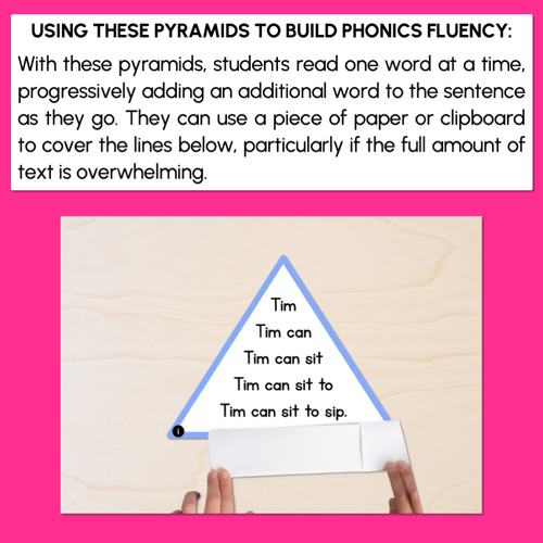 Resource preview 4 for Decodable Sentences Pyramids - CVC Words - Phonics Fluency