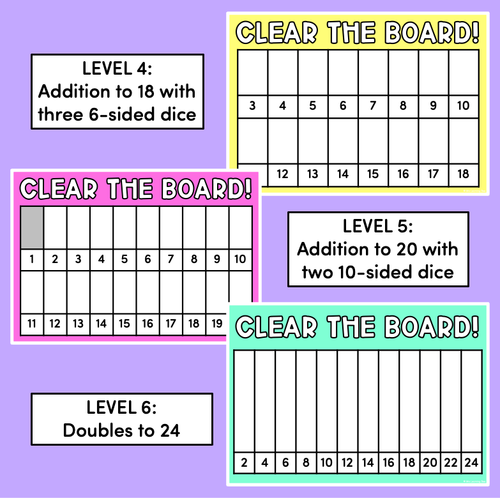 Resource preview 3 for Differentiated Number & Addition Games for K - 2 - Clear the Board
