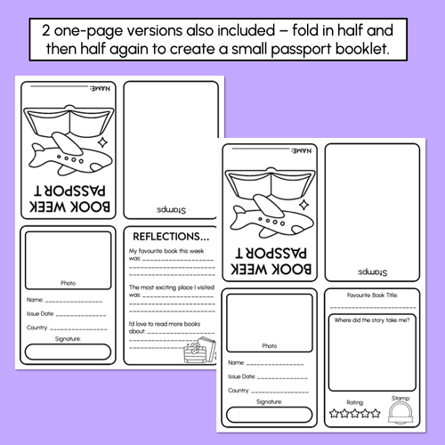 Resource preview 4 for BOOK WEEK 2025 - Passport Templates - Book An Adventure