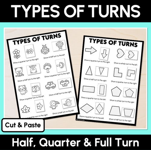 Resource preview 1 for Types of Turns - Half, Quarter & Full Turn Cut & Paste Printables