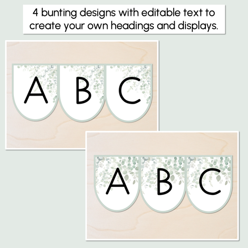 Resource preview 2 for Editable Scalloped Bunting - The Eucalyptus Edit - Eucalyptus Classroom Decor