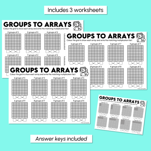 Resource preview 3 for Groups to Arrays - Multiplication Worksheets