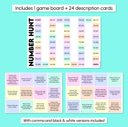 Resource preview 3 for Number Hunt - 6-digit Numbers Game