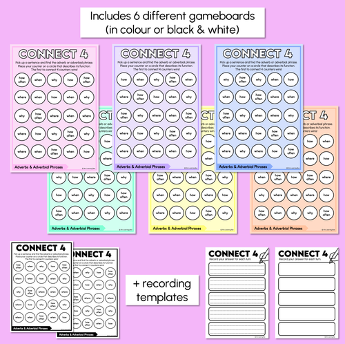 Resource preview 3 for Adverbs & Adverbial Phrase - Connect 4 Games