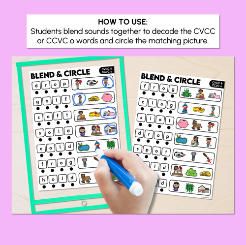 Resource preview 2 for Blend & Circle - CVCC CCVC O Words Blending Mats