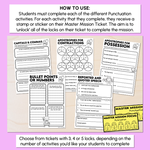 Resource preview 2 for Punctuation - Master Mission Activity