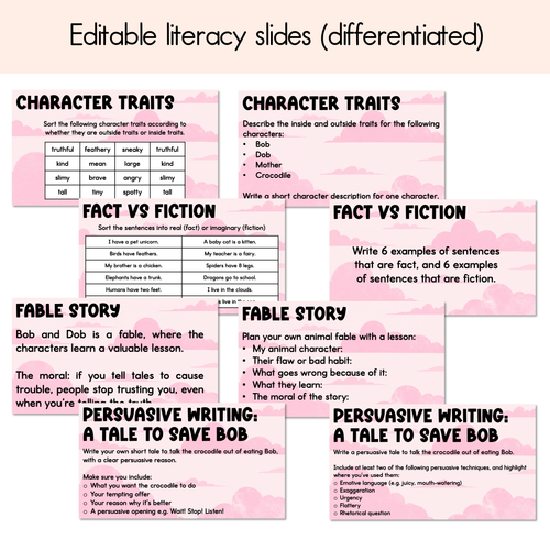 Resource preview 2 for Bob and Dob Editable Slides - Differentiated Writing, Maths and Design Prompts - Book Week 2026