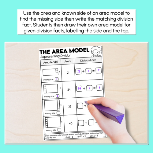 Resource preview 2 for Representing Division Using Area Models Worksheets