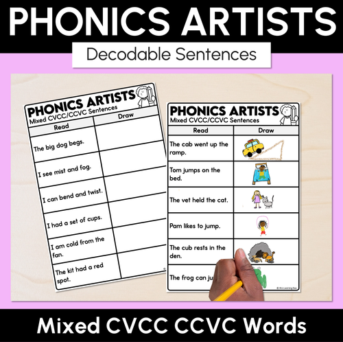 Resource preview 5 for Phonics Artists - CVC CVCC CCVC Decodable Words & Sentences Complete Bundle