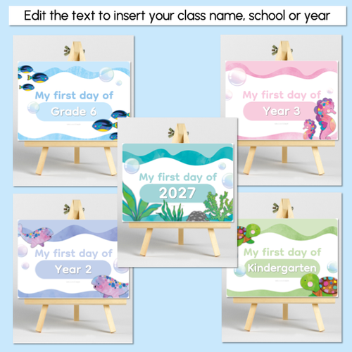 Resource preview 2 for First & Last Day Editable Signs - Sea of Wonder Collection - Calming Classroom Decor