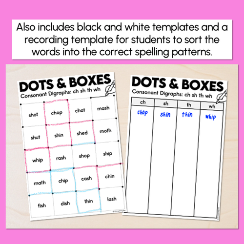 Resource preview 3 for Dots and Boxes Phonics Game - Consonant Digraphs ch sh th wh