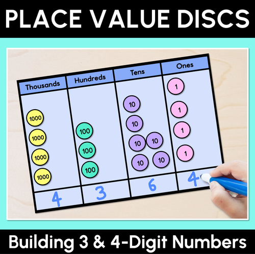 Resource preview 1 for Place Value Discs - 3-Digit & 4-Digit Numbers - Printable Charts