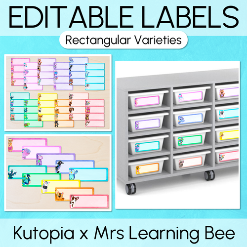 Resource preview 1 for Rectangular Editable Labels - Watercolour Rainbow Classroom Decor - The Kutopia Collection