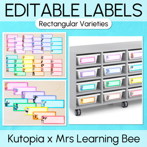 Rectangular Editable Labels - Watercolour Rainbow Classroom Decor - The Kutopia Collection