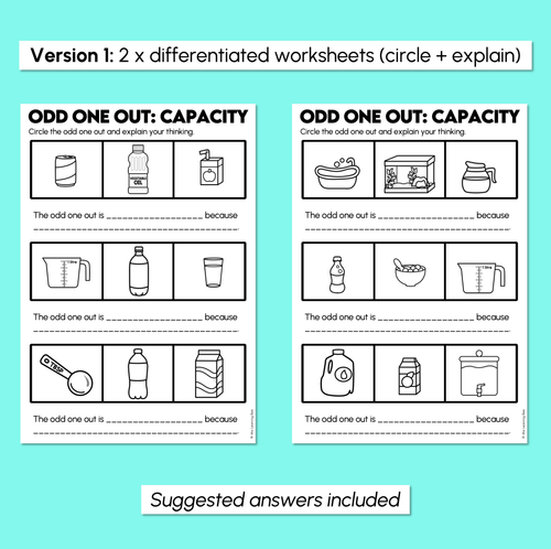 Resource preview 3 for Odd One Out - Capacity in Litres Worksheets