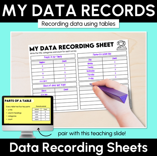 Resource preview 1 for My Data Recording Sheet - Recording Data Using Tables