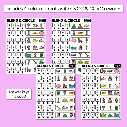Resource preview 3 for Blend & Circle - CVCC CCVC O Words Blending Mats