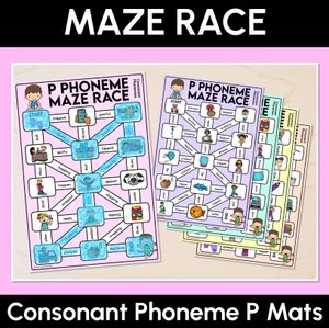 Consonant Phoneme P Words Maze Race - Consonant P Words Mats