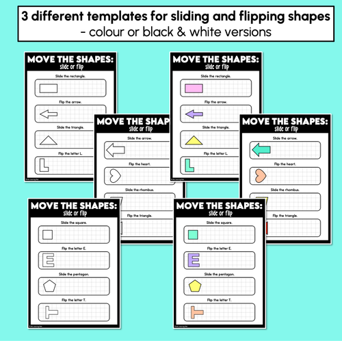 Resource preview 2 for One-Step Slides & Flips Printable Templates (Translations and Reflections of 2D Shapes)