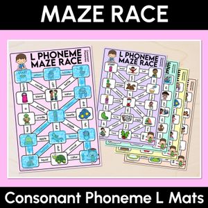 Consonant Phoneme L Words Maze Race - Consonant L Words Mats