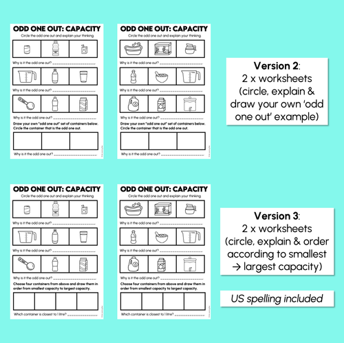 Resource preview 4 for Odd One Out - Capacity in Litres Worksheets