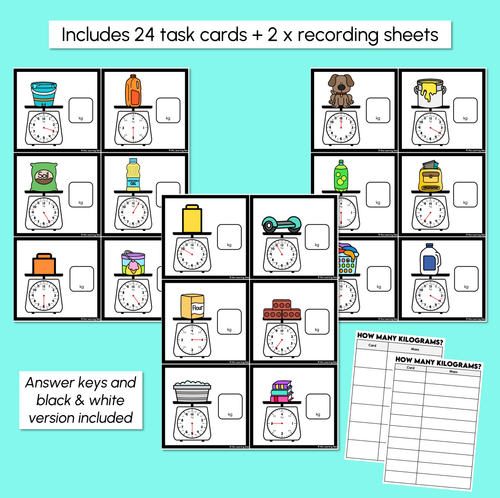 Resource preview 2 for How Many Kilograms? - Recording Mass Task Cards
