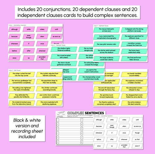 Resource preview 3 for Subordinating Conjunctions & Clauses - Building Complex Sentences
