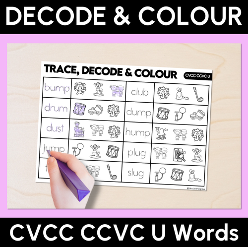 Resource preview 4 for Trace, Decode & Colour - CVC CVCC CCVC Words Decodable Worksheets Bundle