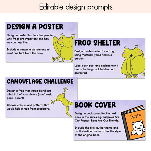 Resource preview 4 for Frogs Are Our Friends Editable Slides - Differentiated Writing, Maths and Design Prompts - Book Week 2026