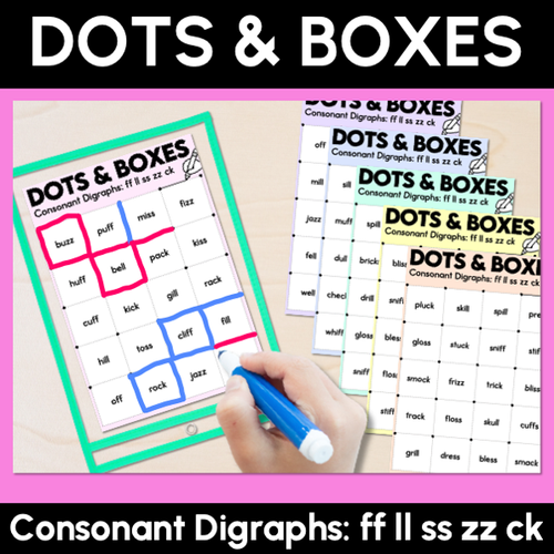 Resource preview 3 for Dots and Boxes Phonics Game - Consonant Digraphs Bundle