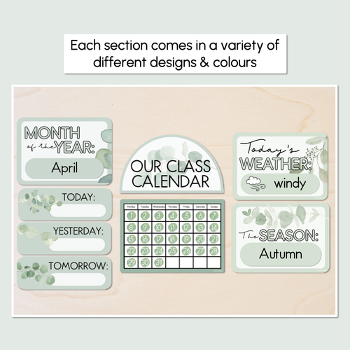 Resource preview 2 for Calendar & Weather Display - The Eucalyptus Edit - Eucalyptus Classroom Decor