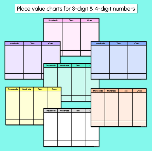 Resource preview 3 for Place Value Discs - 3-Digit & 4-Digit Numbers - Printable Charts