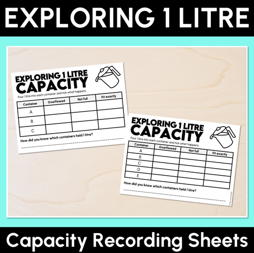 Resource preview 1 for Exploring 1 Litre Capacity Recording Sheets