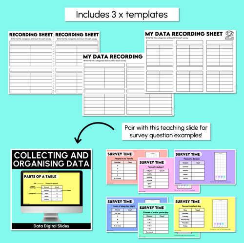 Resource preview 3 for My Data Recording Sheet - Recording Data Using Tables