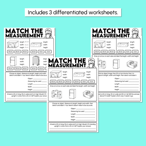 Resource preview 3 for Measuring 3D Objects - Length, Width and Height Worksheets