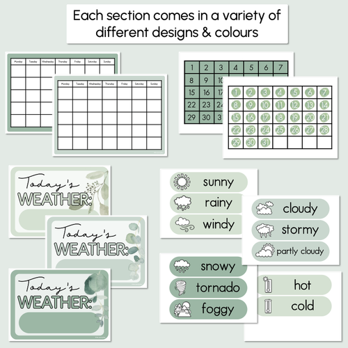 Resource preview 3 for Calendar & Weather Display - The Eucalyptus Edit - Eucalyptus Classroom Decor