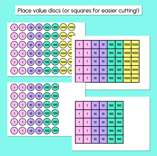 Resource preview 4 for Place Value Discs - 3-Digit & 4-Digit Numbers - Printable Charts