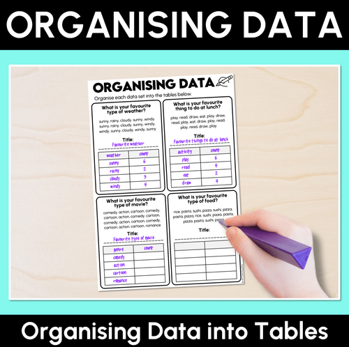Resource preview 1 for Organising Data Into Tables Worksheets