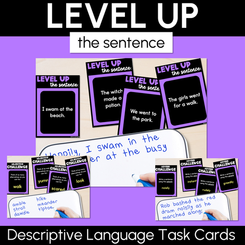 Resource preview 1 for Descriptive Language Task Cards - Level Up the Sentence - VCOP Aligned