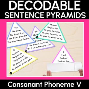 CONSONANT PHONEME V WORDS - Decodable Sentence Pyramids - Phonics Fluency