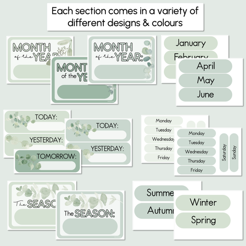 Resource preview 4 for Calendar & Weather Display - The Eucalyptus Edit - Eucalyptus Classroom Decor