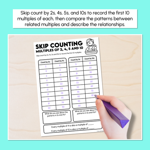 Resource preview 2 for Skip Counting - Multiples of 2, 4, 5 & 10 Worksheets